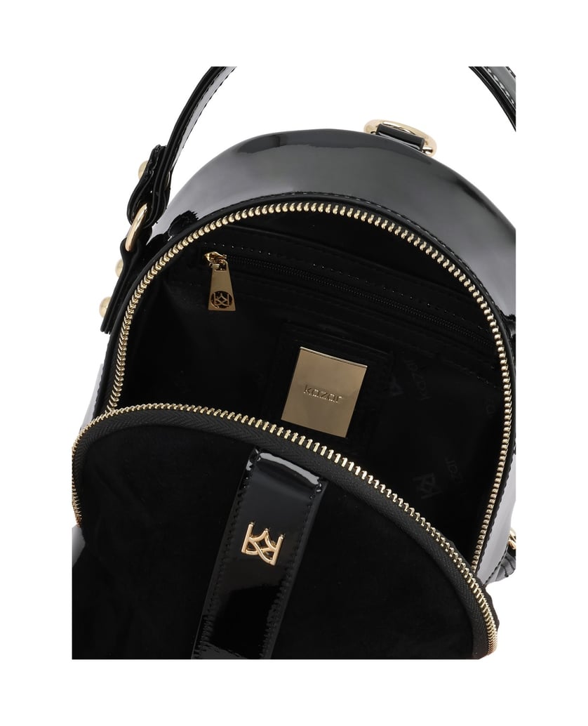 Kazar-Kompakter-Rucksack-aus-Wildleder-und-Lackleder-schwarz