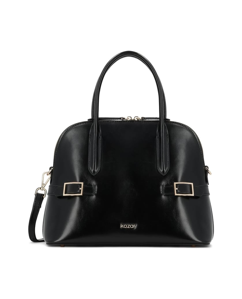 Kazar-Steife-Lederhandtasche-mit-Griffen-schwarz