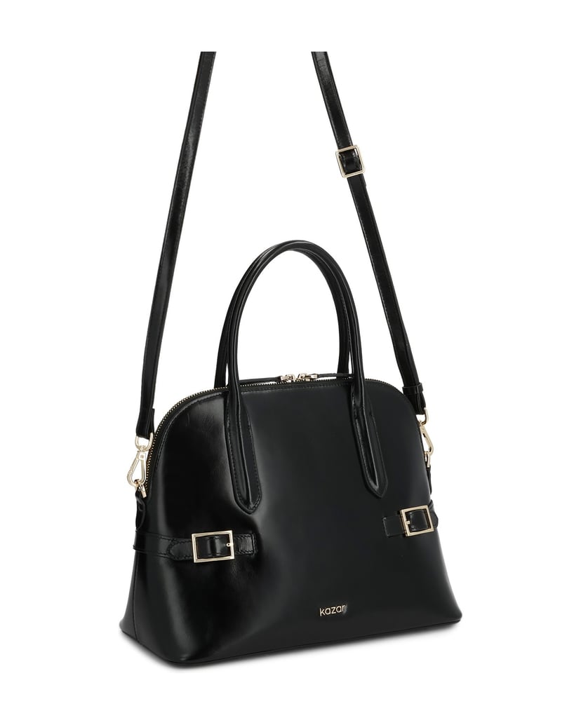 Kazar-Steife-Lederhandtasche-mit-Griffen-schwarz