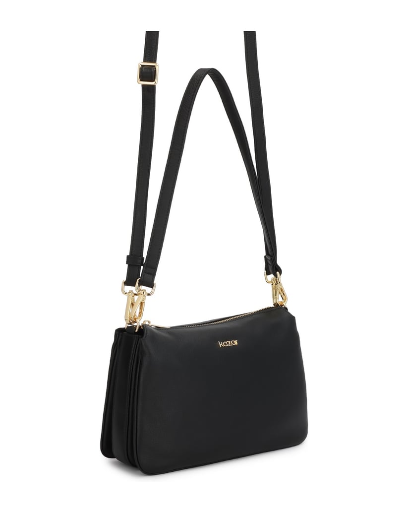 Kazar-Schwarze-Ledertasche-mit-goldenen-Details-schwarz