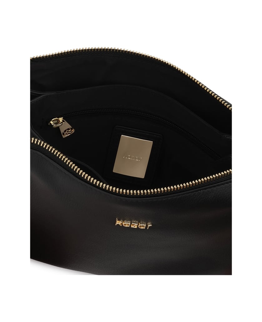 Kazar-Schwarze-Ledertasche-mit-goldenen-Details-schwarz