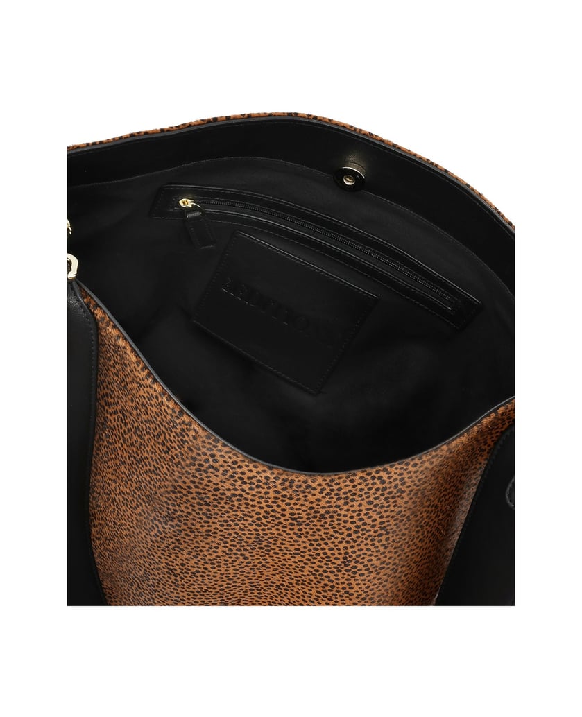 Kazar-Lederhandtasche-mit-Naturborsten-in-Braun--und-Schwarztönen-braun