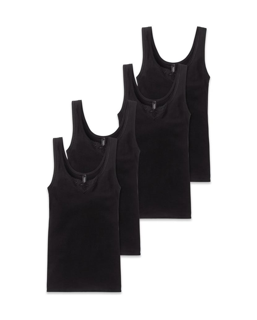 SCHIESSER-Damen-Unterhemd-4er-Pack-Cotton-Essentials-4P-schwarz
