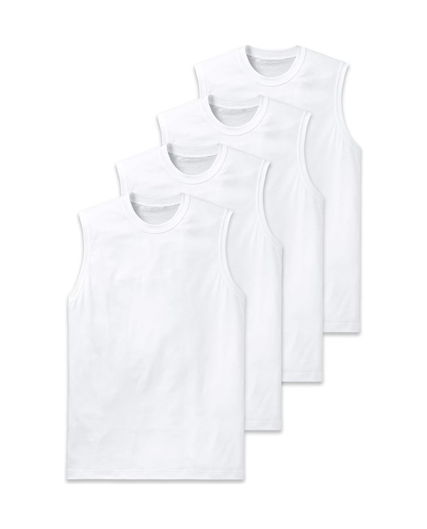 SCHIESSER-Herren-Unterhemd-4er-Pack-Essentials-4P-weiss