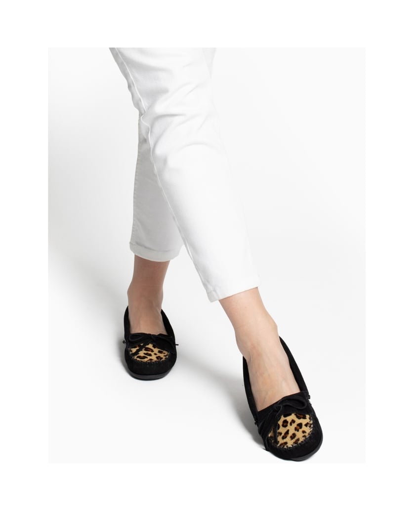 MINNETONKA-Leopard-Kilty-Moccasins-schwarz