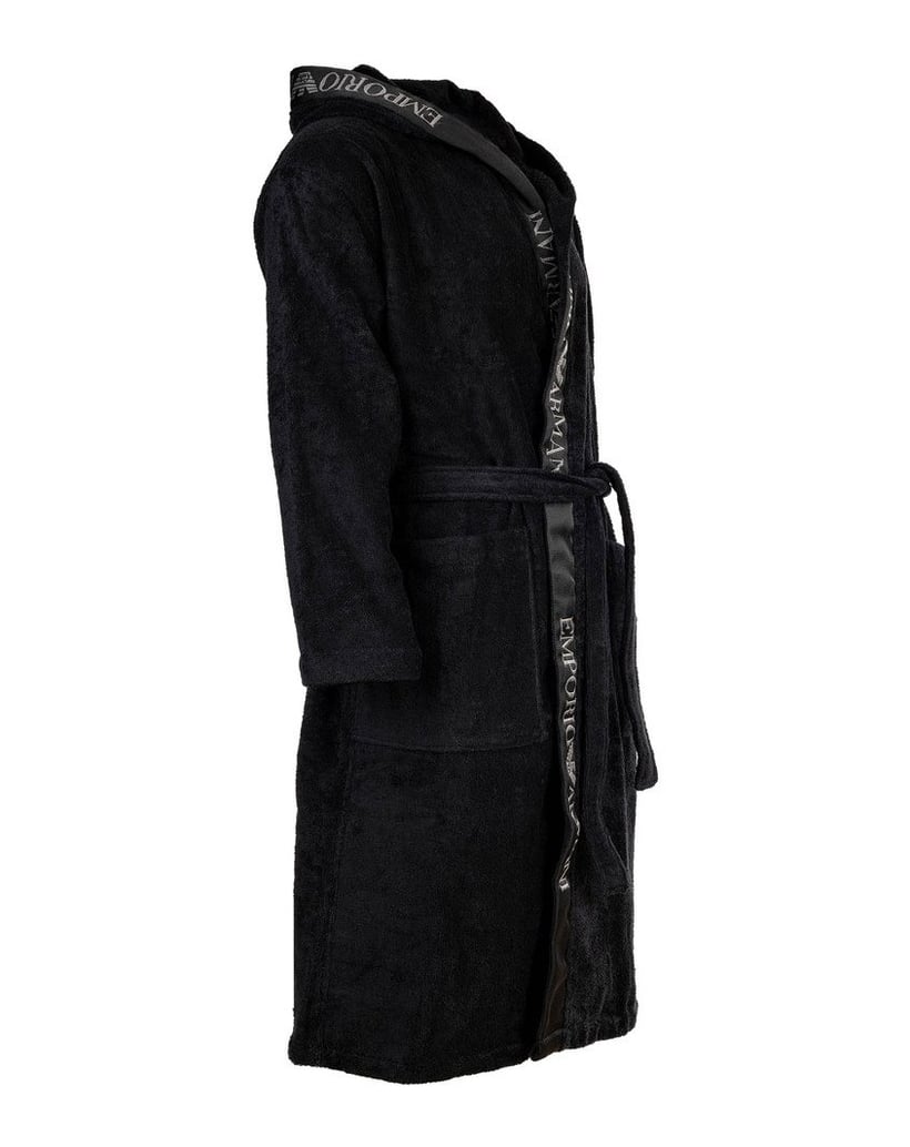 Emporio-Armani-Herren-Bademantel-Sponge-schwarz
