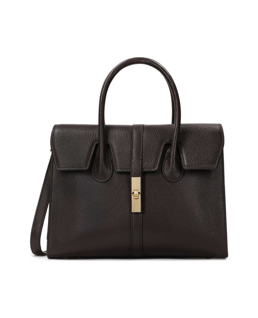 Kazar-Dunkelbraune-Handtasche-mit-Griffen-und-abnehmbarem-Riemen-braun