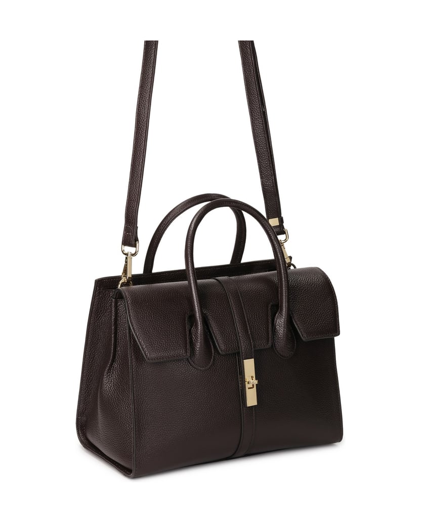 Kazar-Dunkelbraune-Handtasche-mit-Griffen-und-abnehmbarem-Riemen-braun