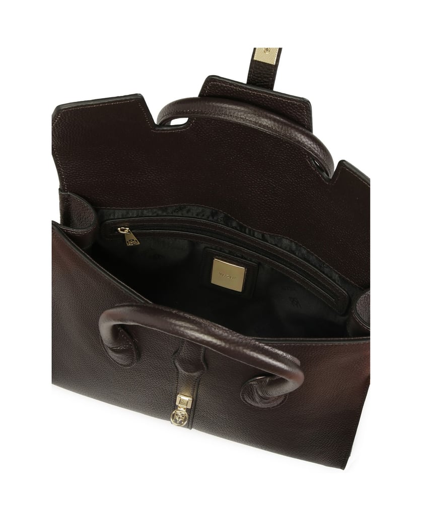 Kazar-Dunkelbraune-Handtasche-mit-Griffen-und-abnehmbarem-Riemen-braun
