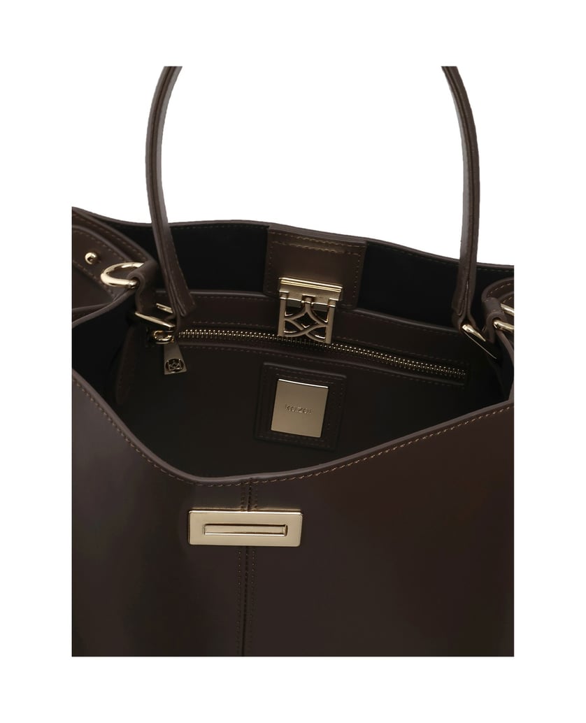 Kazar-Braune-Lederhandtasche-mit-eleganter-Schließe-braun