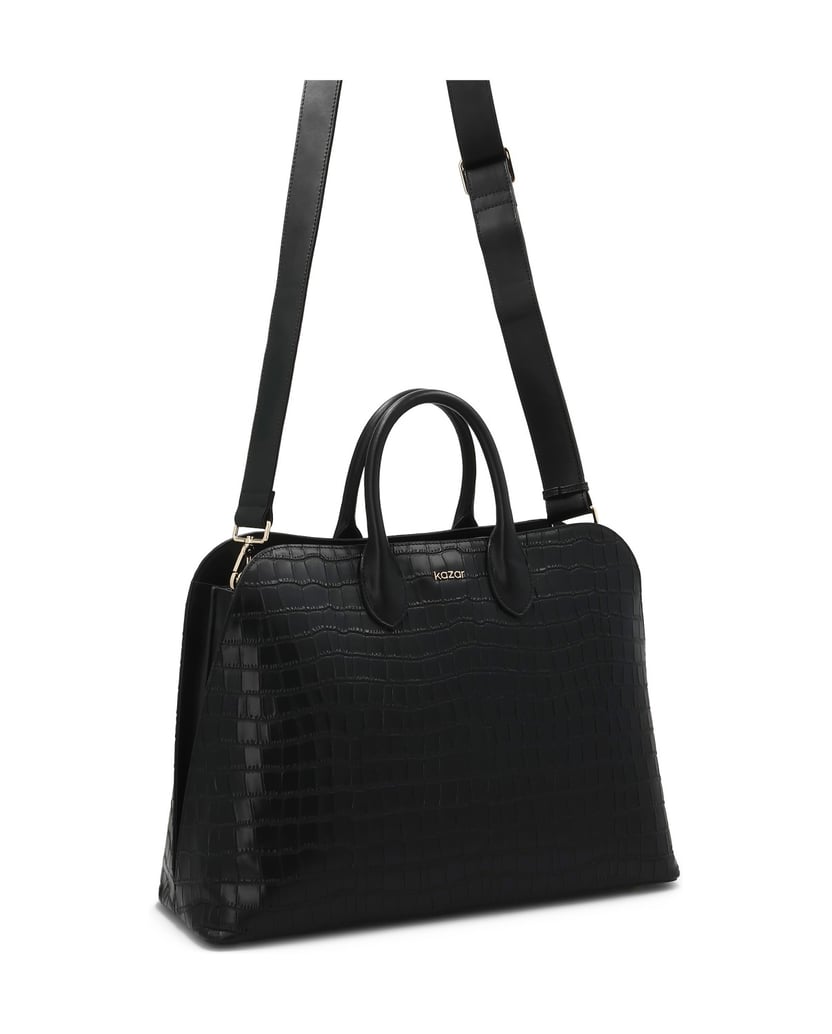 Kazar-Schwarze-elegante-Handtasche-mit-geprägtem-Muster-schwarz