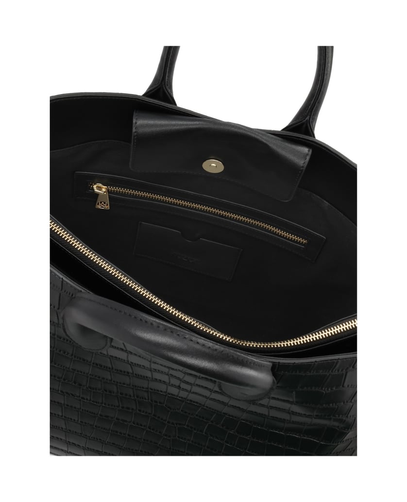 Kazar-Schwarze-elegante-Handtasche-mit-geprägtem-Muster-schwarz