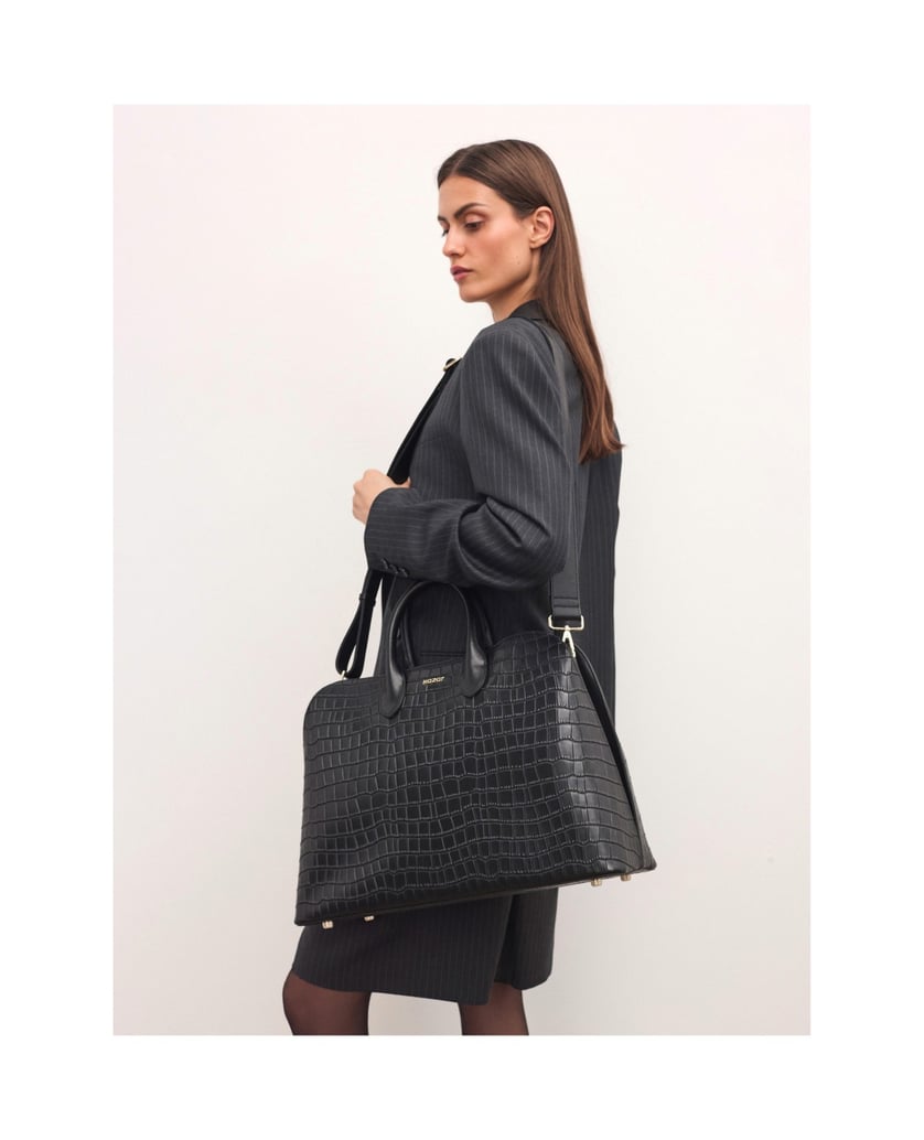 Kazar-Schwarze-elegante-Handtasche-mit-geprägtem-Muster-schwarz