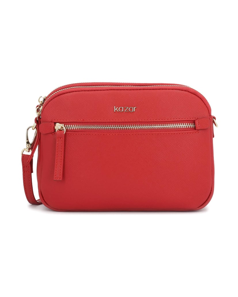 Kazar-Rote-Lederhandtasche-mit-drei-Fächern-rot