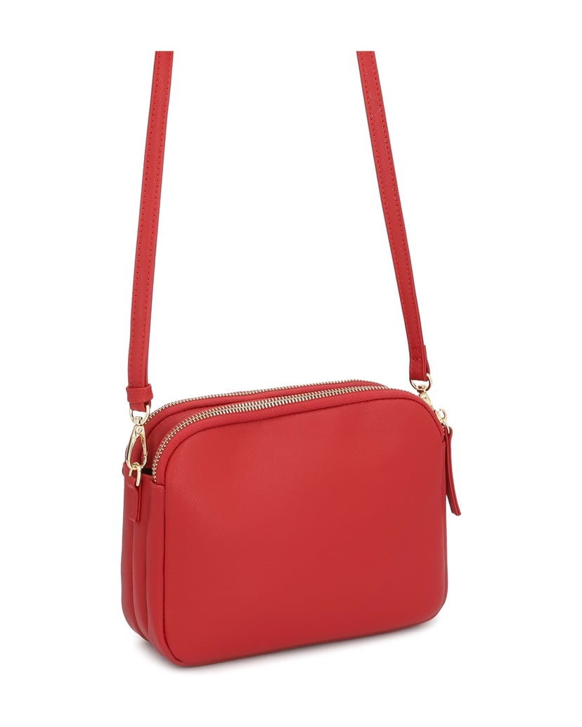 Kazar-Rote-Lederhandtasche-mit-drei-Fächern-rot