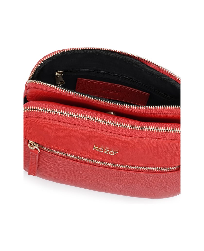 Kazar-Rote-Lederhandtasche-mit-drei-Fächern-rot