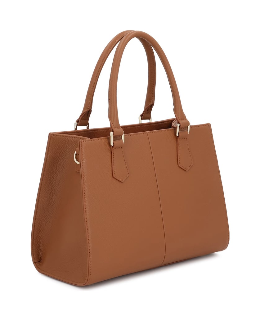Kazar-Hellbraune-Lederhandtasche-mit-Schlüsselring-camel