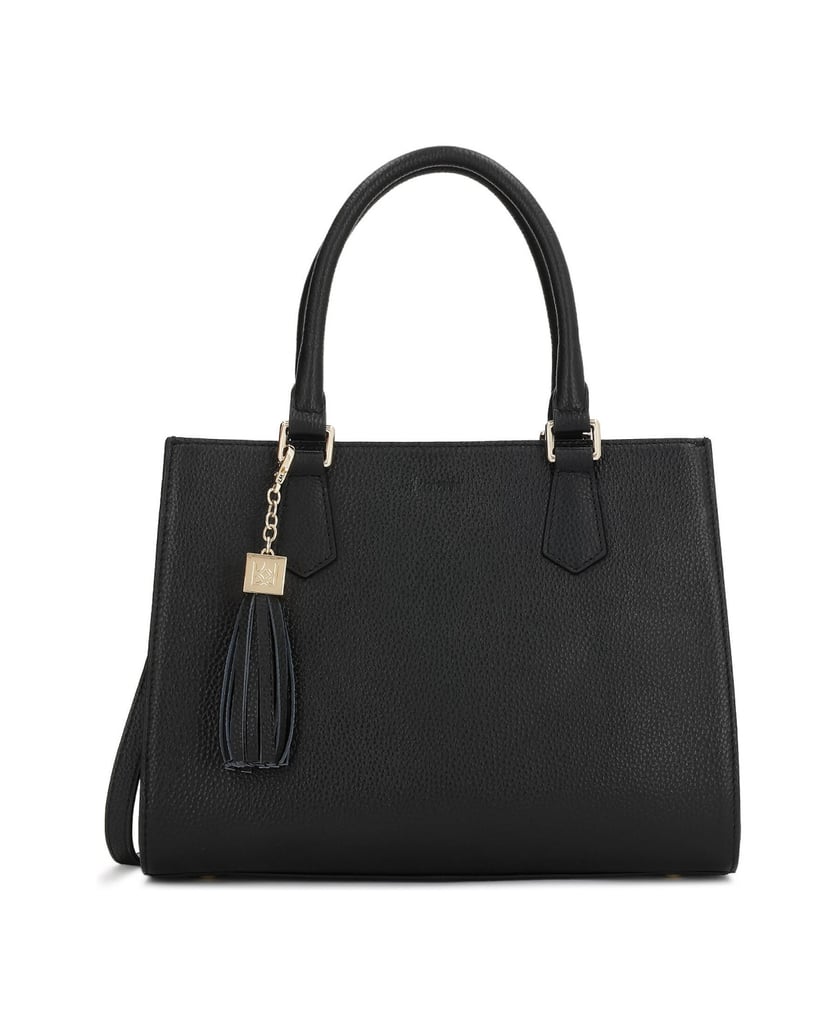 Kazar-Schwarze-Lederhandtasche-mit-Metallfüßen-schwarz