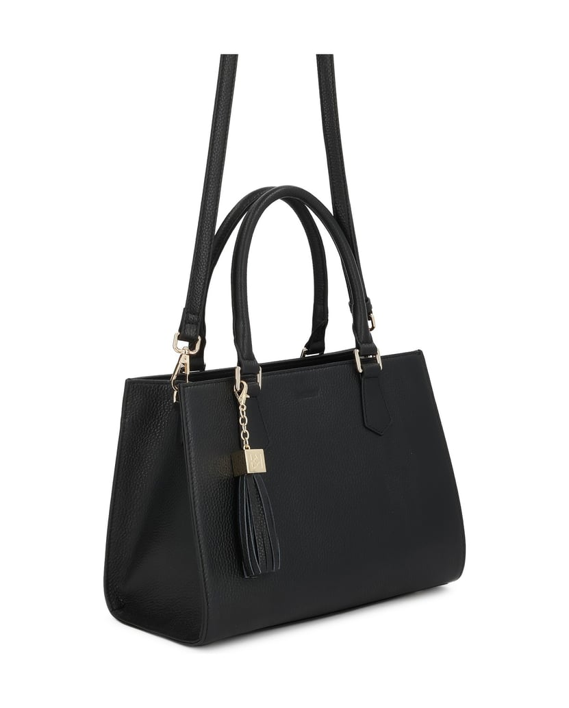 Kazar-Schwarze-Lederhandtasche-mit-Metallfüßen-schwarz
