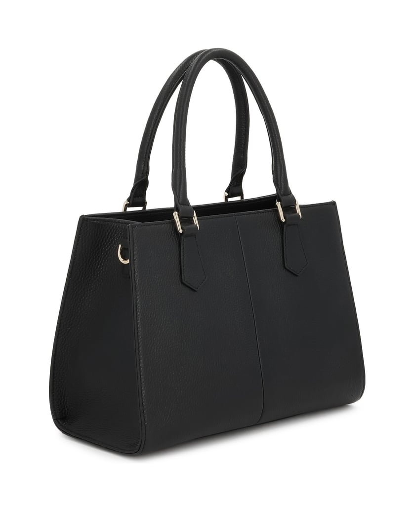 Kazar-Schwarze-Lederhandtasche-mit-Metallfüßen-schwarz