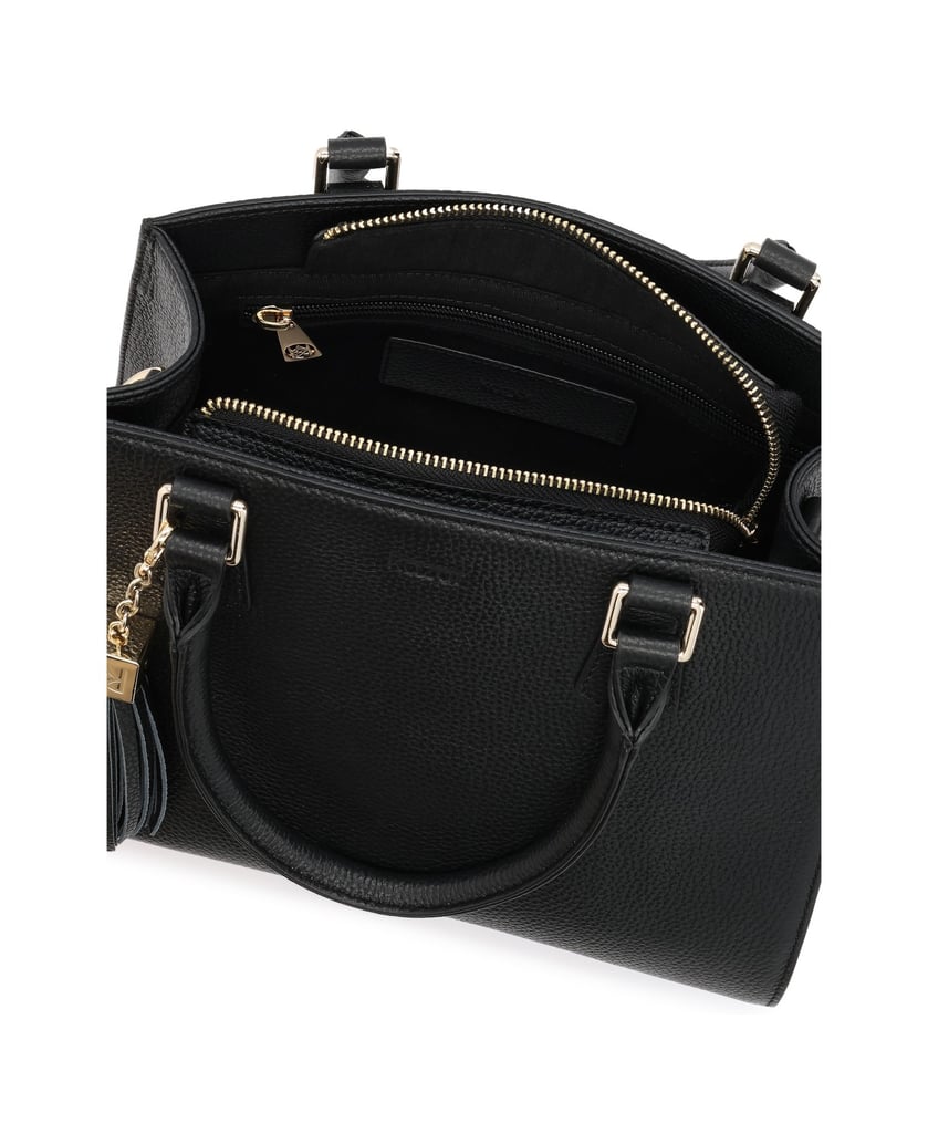 Kazar-Schwarze-Lederhandtasche-mit-Metallfüßen-schwarz