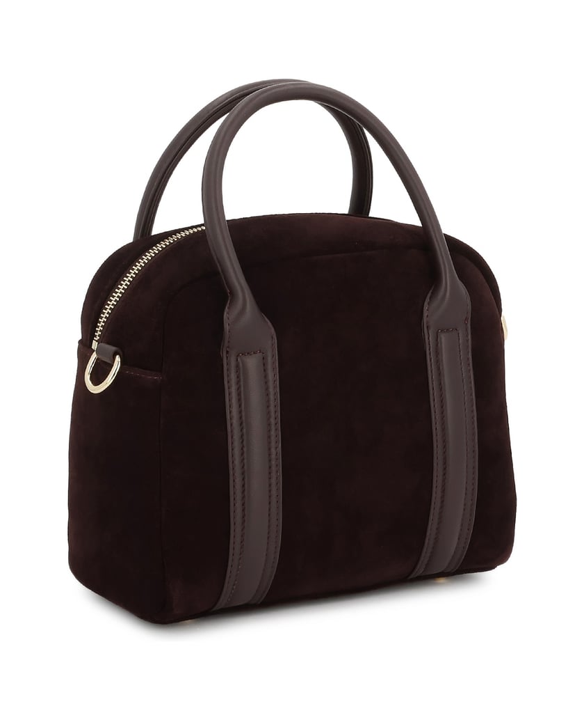 Kazar-Dunkelbraune-Wildlederhandtasche-mit-Ledergriffen-dunkelbraun