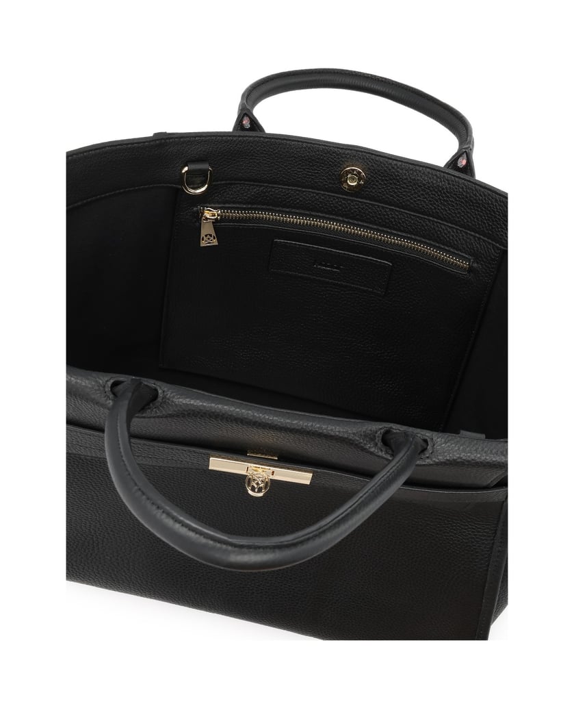 Kazar-Große-schwarze-Handtasche-mit-Zierriemen-und-Schnalle-schwarz