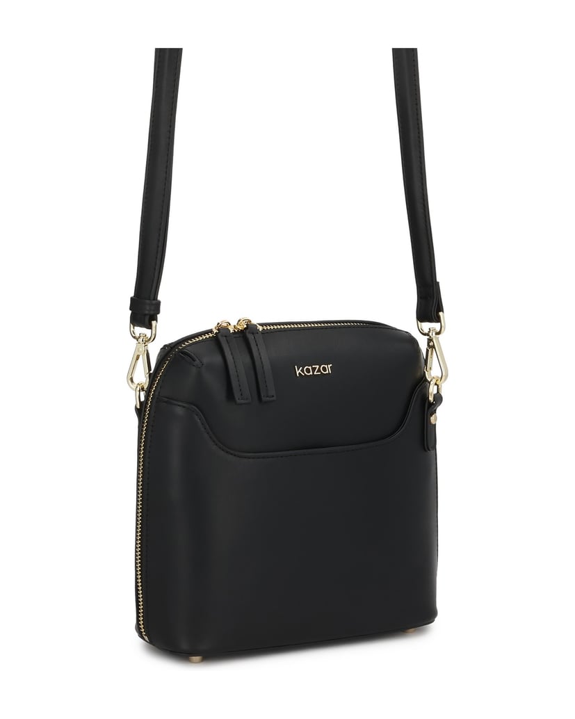 Kazar-Schwarzer-Lederbriefbeutel-mit-Vordertasche-schwarz