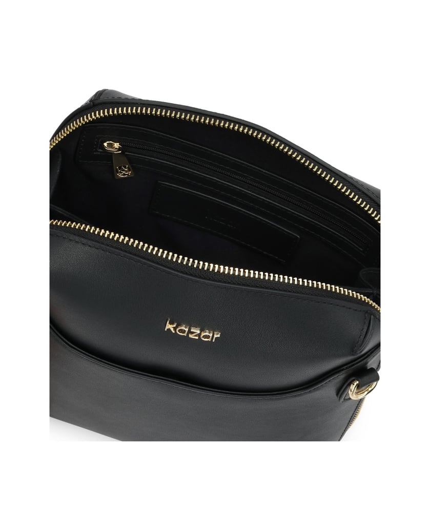 Kazar-Schwarzer-Lederbriefbeutel-mit-Vordertasche-schwarz