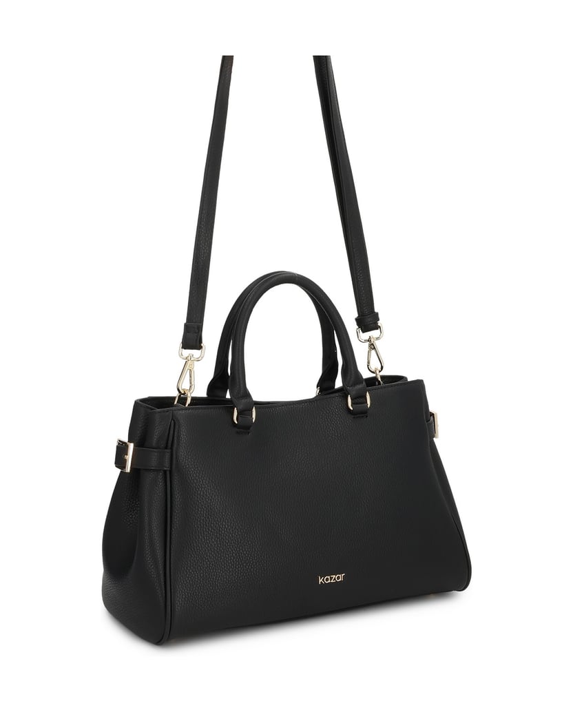 Kazar-Handtasche-aus-schwarzem-Erbsenleder-schwarz
