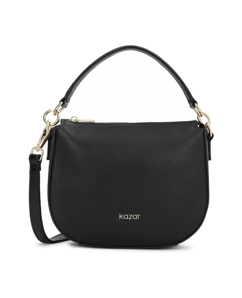 Kazar-Schwarze-Lederhandtasche-mit-zwei-Riemen-schwarz