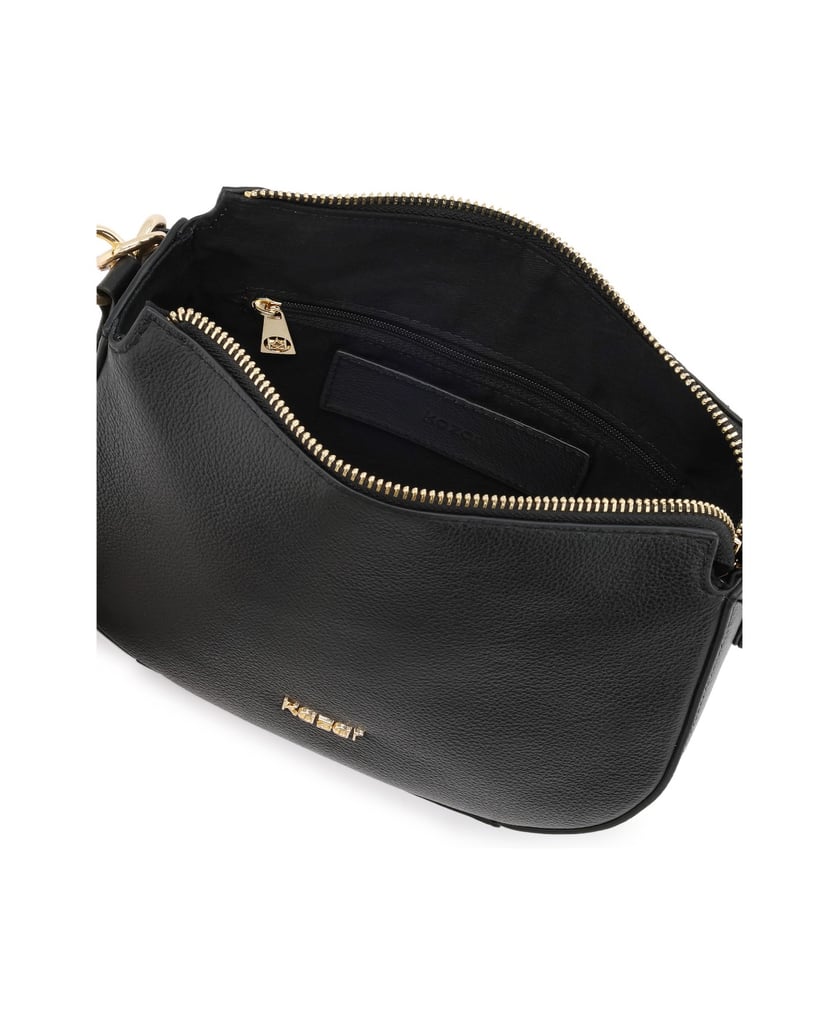 Kazar-Schwarze-Lederhandtasche-mit-zwei-Riemen-schwarz