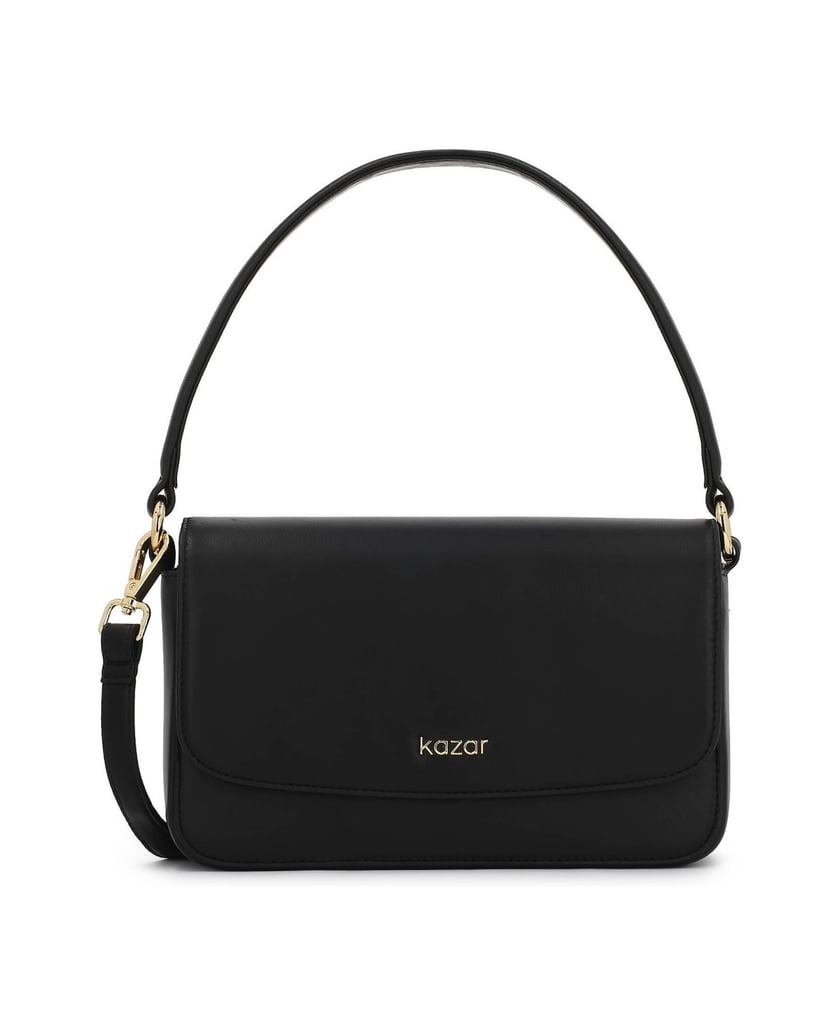 Kazar-Schwarze-Handtasche-mit-Überschlag-schwarz