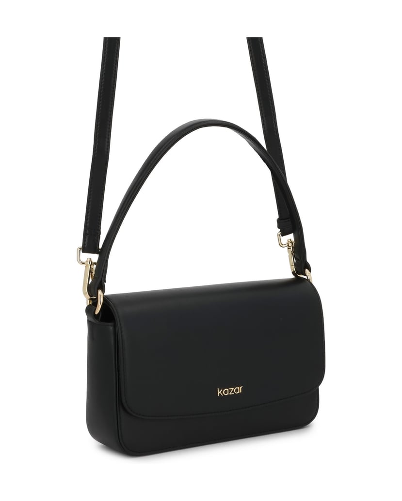 Kazar-Schwarze-Handtasche-mit-Überschlag-schwarz