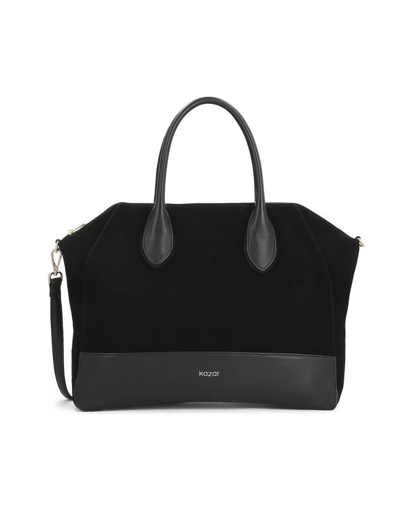 Kazar-Schwarze-Wildlederhandtasche-mit-Griffen-und-Riemen-schwarz