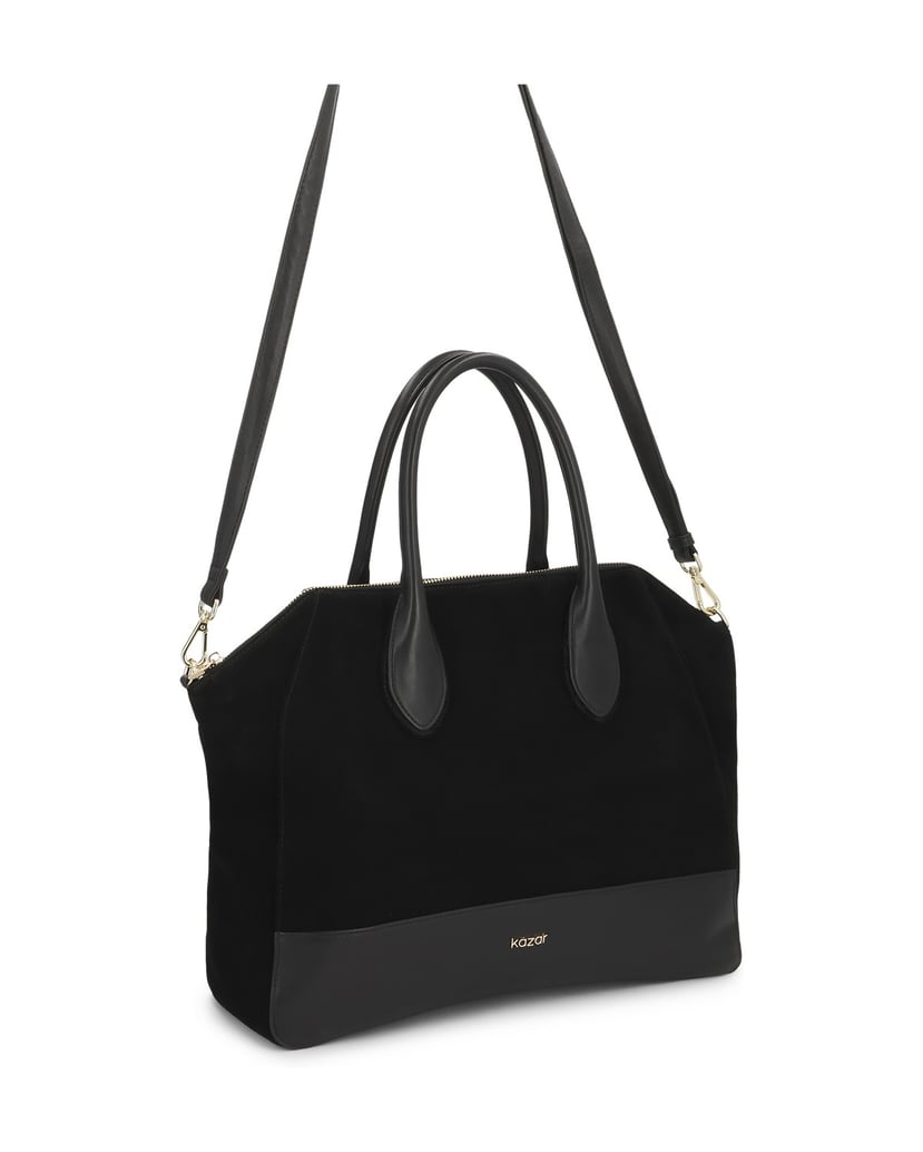 Kazar-Schwarze-Wildlederhandtasche-mit-Griffen-und-Riemen-schwarz