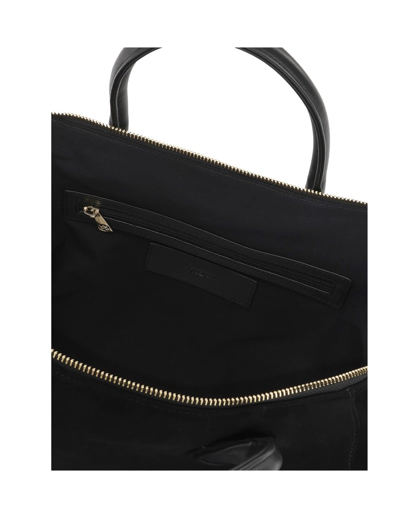 Kazar-Schwarze-Wildlederhandtasche-mit-Griffen-und-Riemen-schwarz