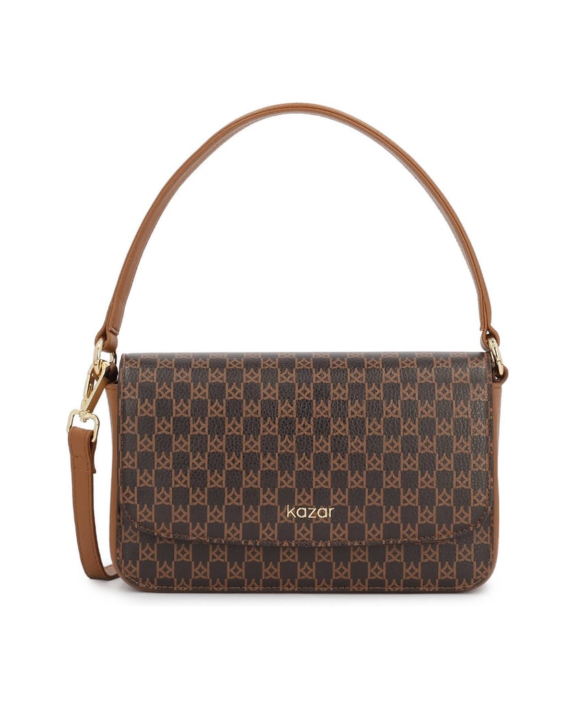 Kazar-Lederbaguette-mit-Monogramm-braun