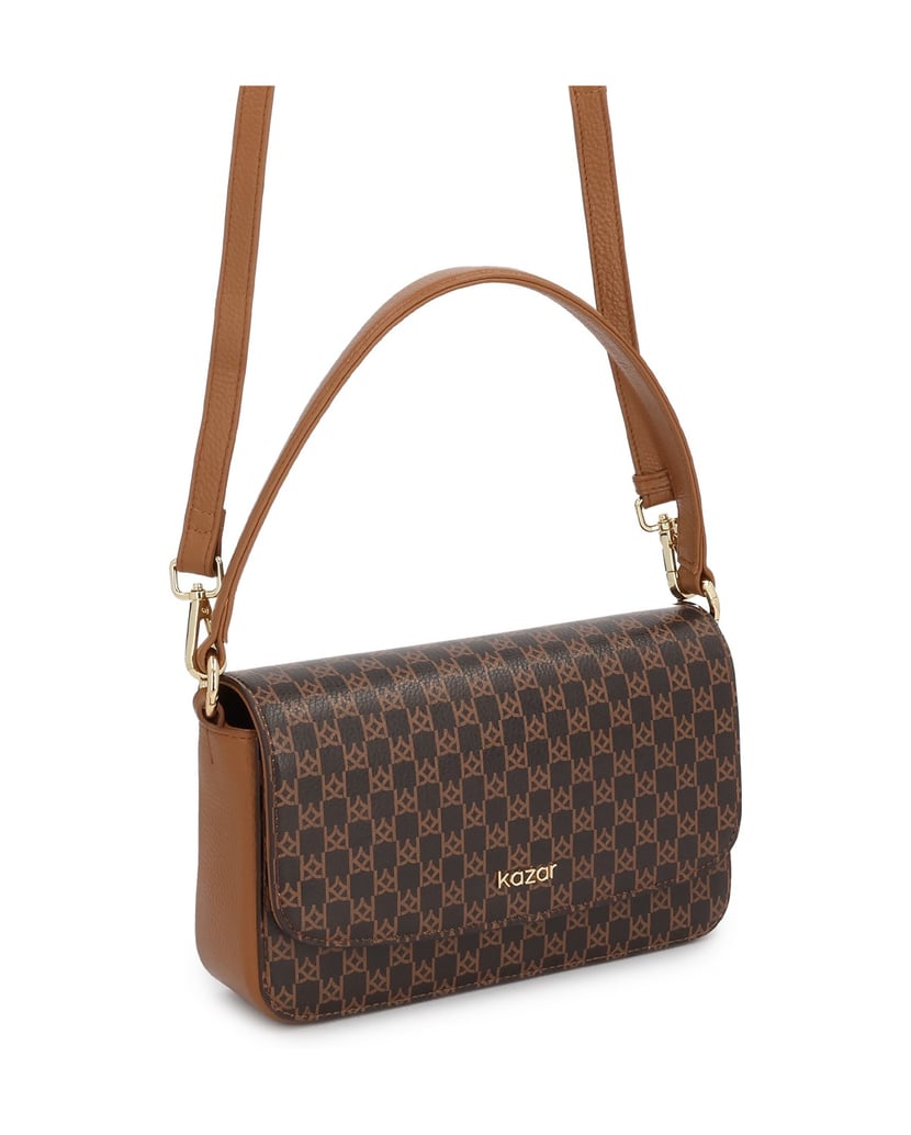 Kazar-Lederbaguette-mit-Monogramm-braun