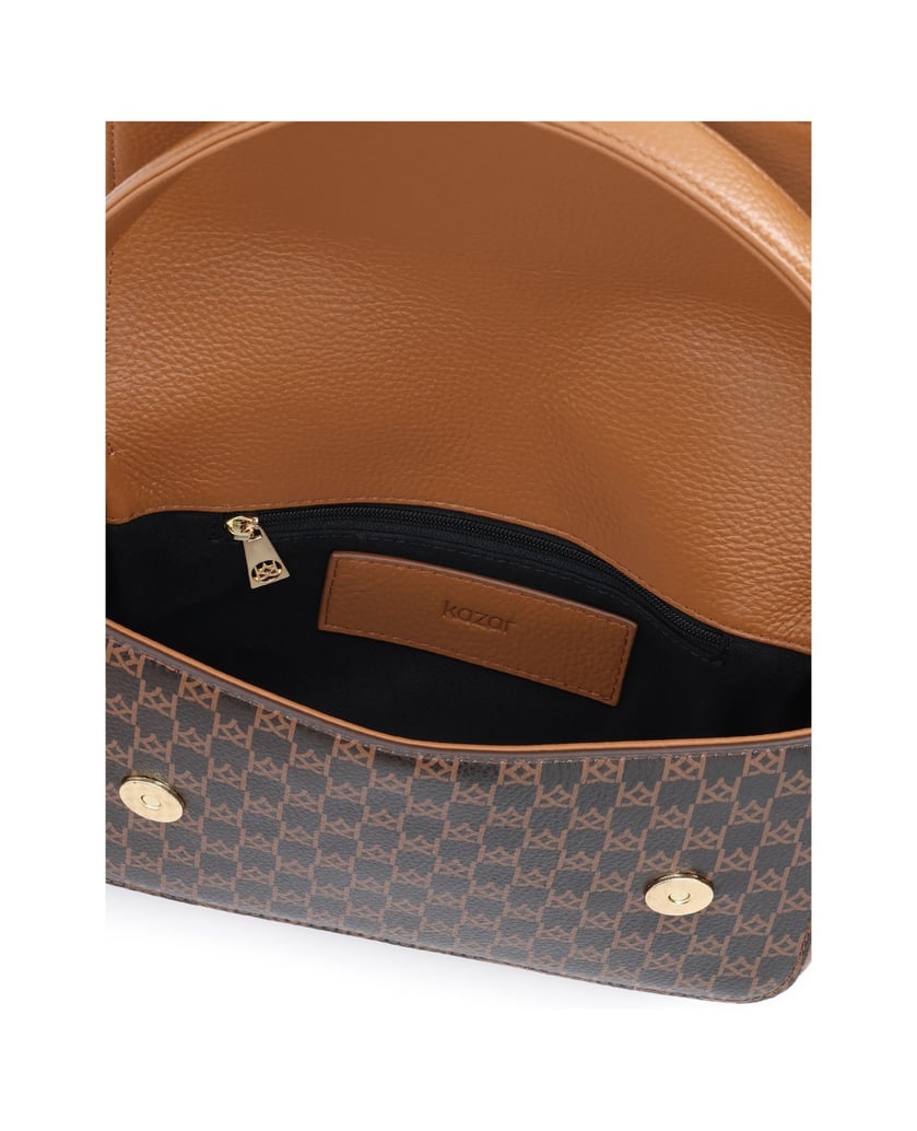 Kazar-Lederbaguette-mit-Monogramm-braun