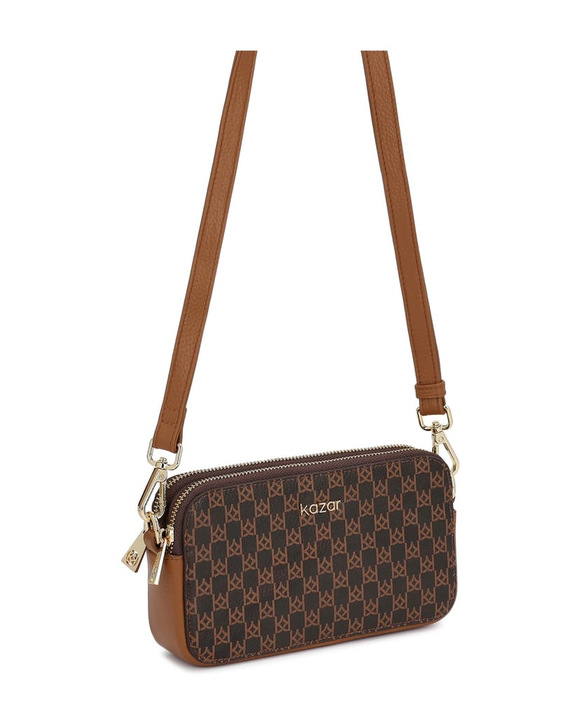 Kazar-Braun-gemusterte-Lederhandtasche-braun