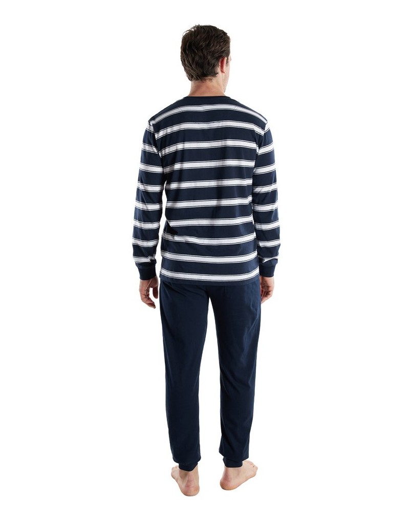 Tom-Tailor-Herren-Pyjama-Pyjama-lang-Rundhalsausschnitt-blau