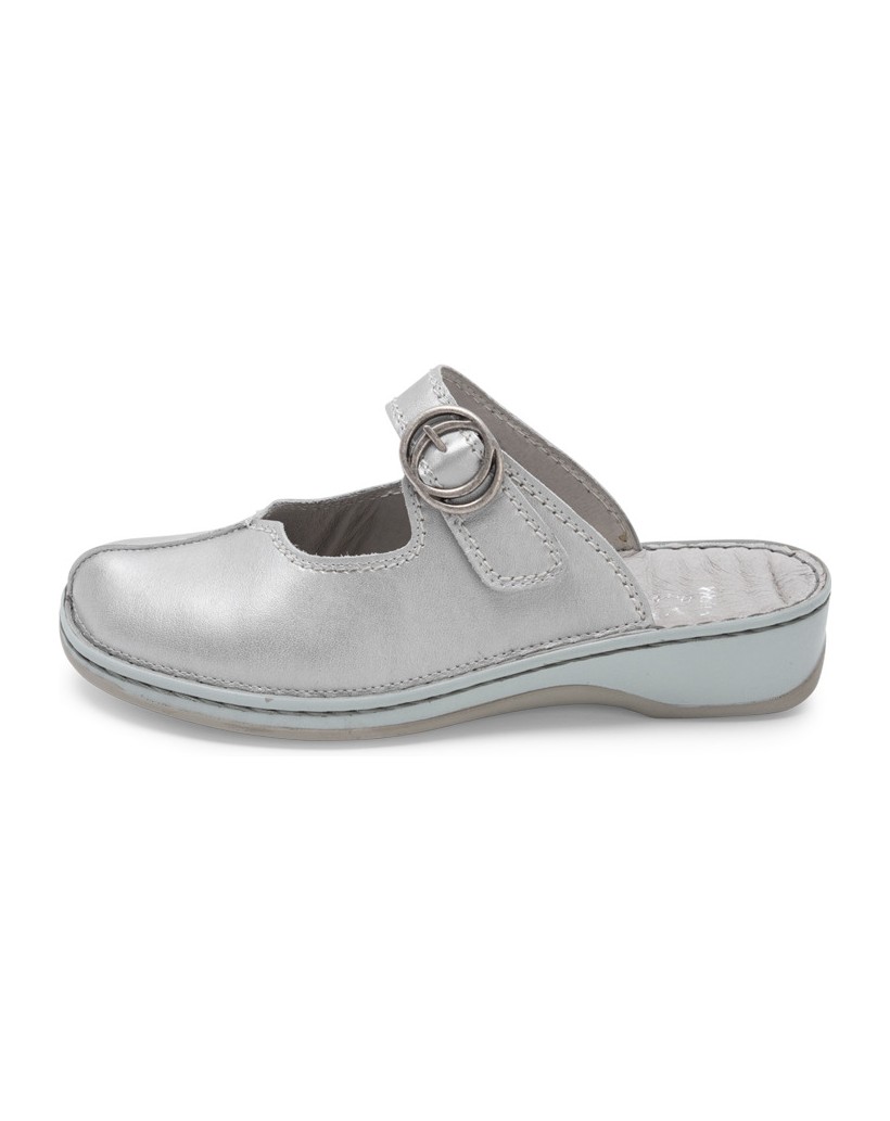 VITAFORM-Softnappaleder-Clogs-silber
