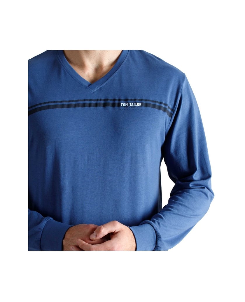 Tom-Tailor-Herren-Pyjama-Pyjama-lang-V-Neck-blau-