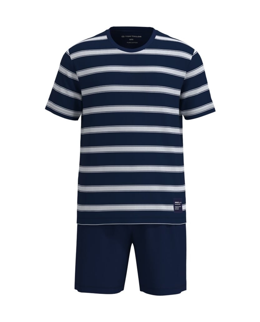 Tom-Tailor-Herren-Pyjama-Shorty-Rundhals-blau