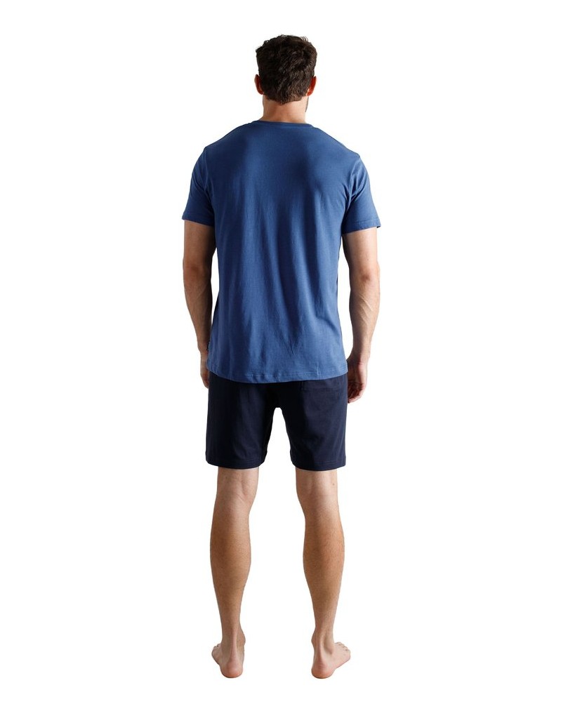 Tom-Tailor-Herren-Pyjama-Shorty-V-Ausschnitt-blau-