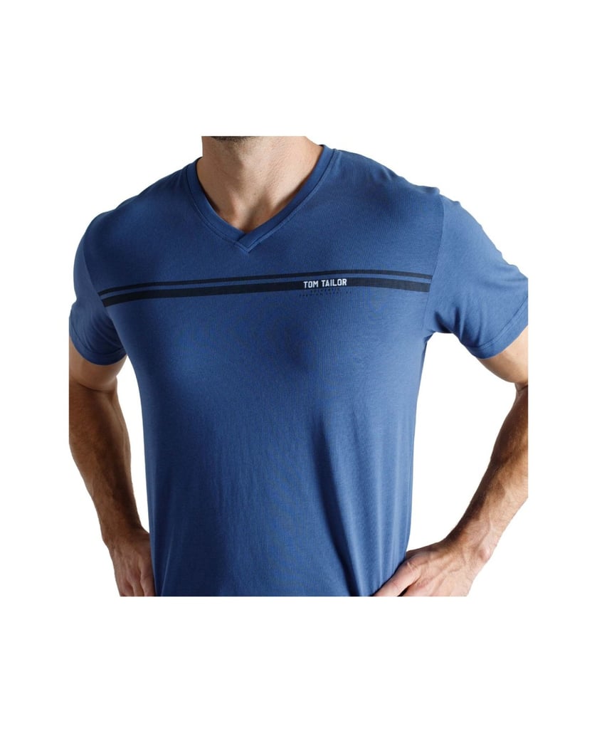 Tom-Tailor-Herren-Pyjama-Shorty-V-Ausschnitt-blau-