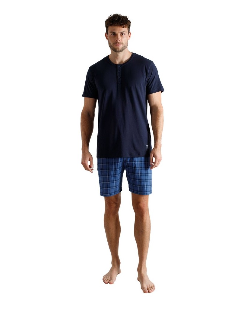 Tom-Tailor-Herren-Pyjama-Shorty-4-Knopfverschluss-blau-
