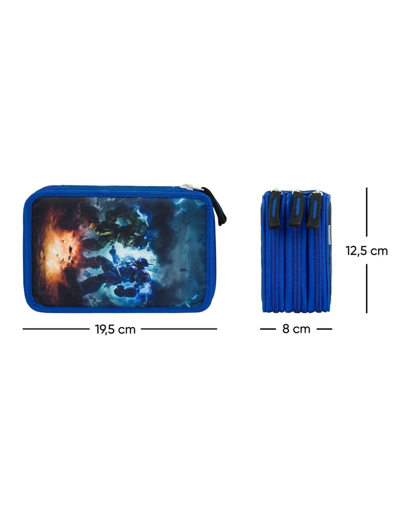 Baagl-Federmäppchen-3-Fach-Roboter-blau