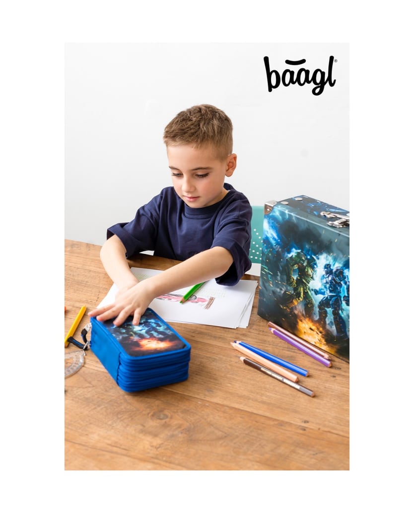 Baagl-Federmäppchen-3-Fach-Roboter-blau